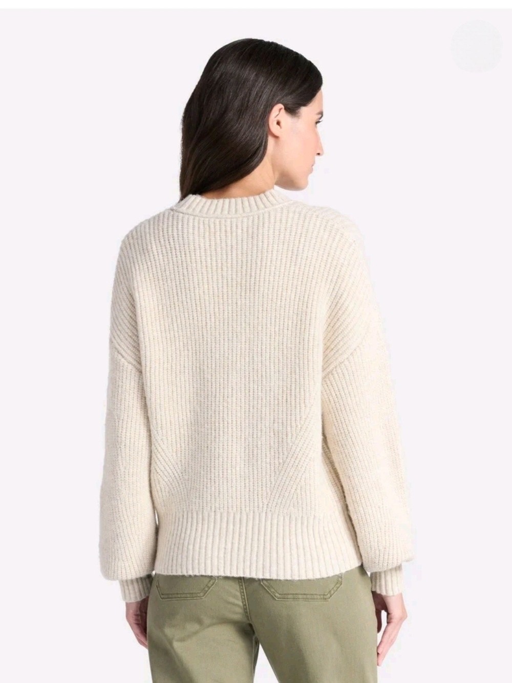 Women's Oatmeal Heather Time and Tru Shaker Stitch Mock Neck Sweater 2XL & 3XL - Picture 3 of 11